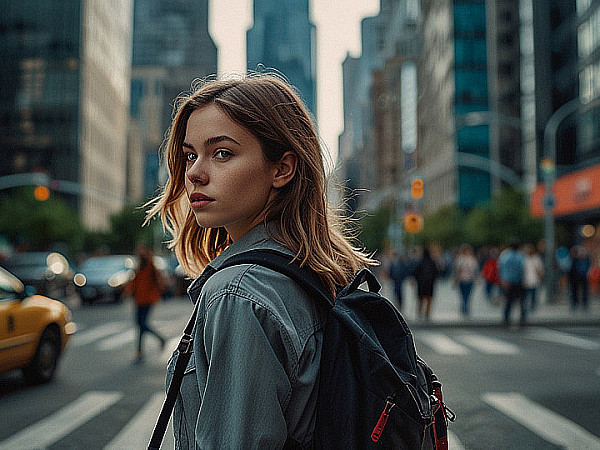 Leonardo_Lightning_XL_A_young_woman_walking_confidently_throug_3