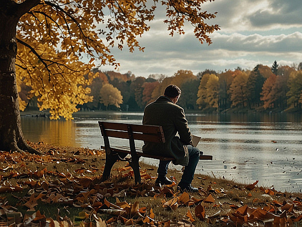 Leonardo_Lightning_XL_A_man_sitting_on_a_park_bench_during_aut_3