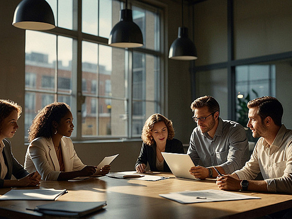 Leonardo_Lightning_XL_A_diverse_group_of_professionals_in_a_br_0