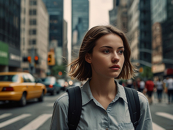 Leonardo_Lightning_XL_A_young_woman_walking_confidently_throug_0